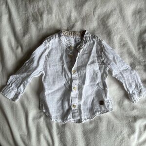 Zara White Linen Shirt 6-9mos